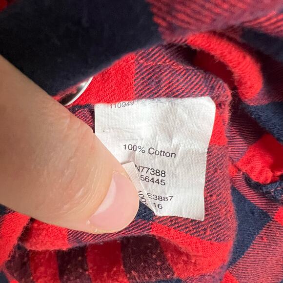 J.Crew Red Black Plaid Flannel Perfect Fit Popover Shirt Size Small Petite - Picture 6 of 7